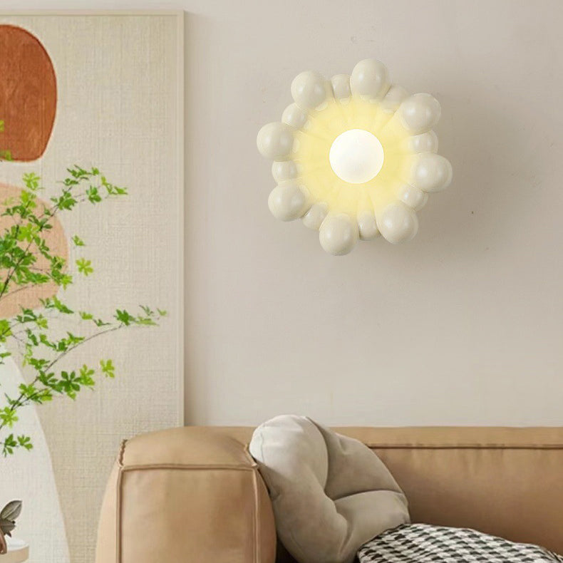 Cream Resin Glass Lampshade 1 - Light Wall Sconce Lamp