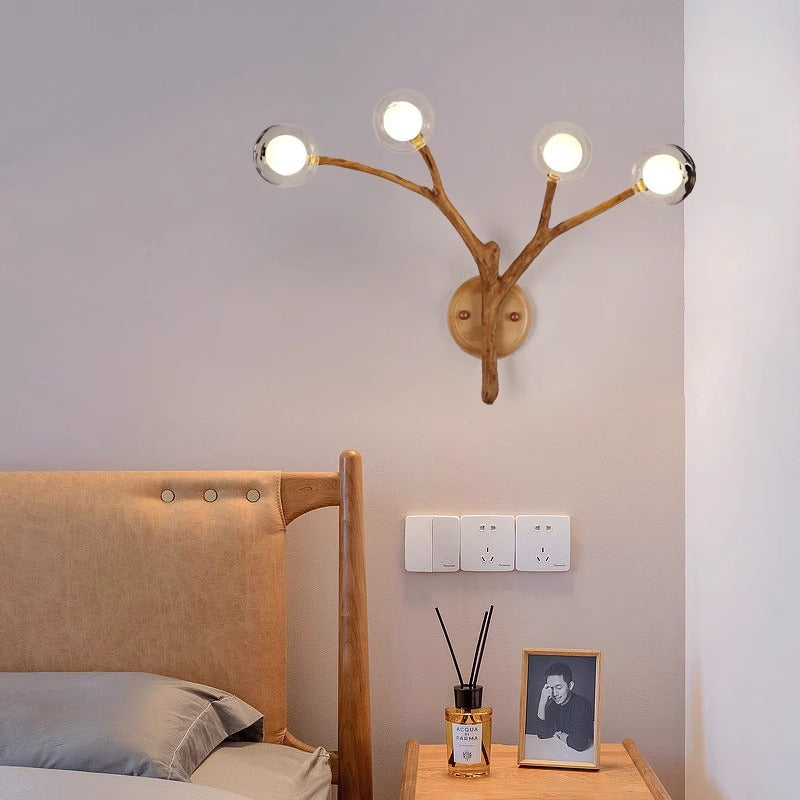 Japanese Polymer Glass Lampshade 4 - Light Wall Sconce Lamp