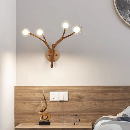 Japanese Polymer Glass Lampshade 4 - Light Wall Sconce Lamp