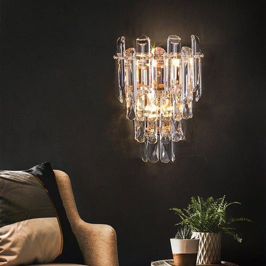 Crystal Steel Lampshade 2 - Light Wall Sconce Lamp