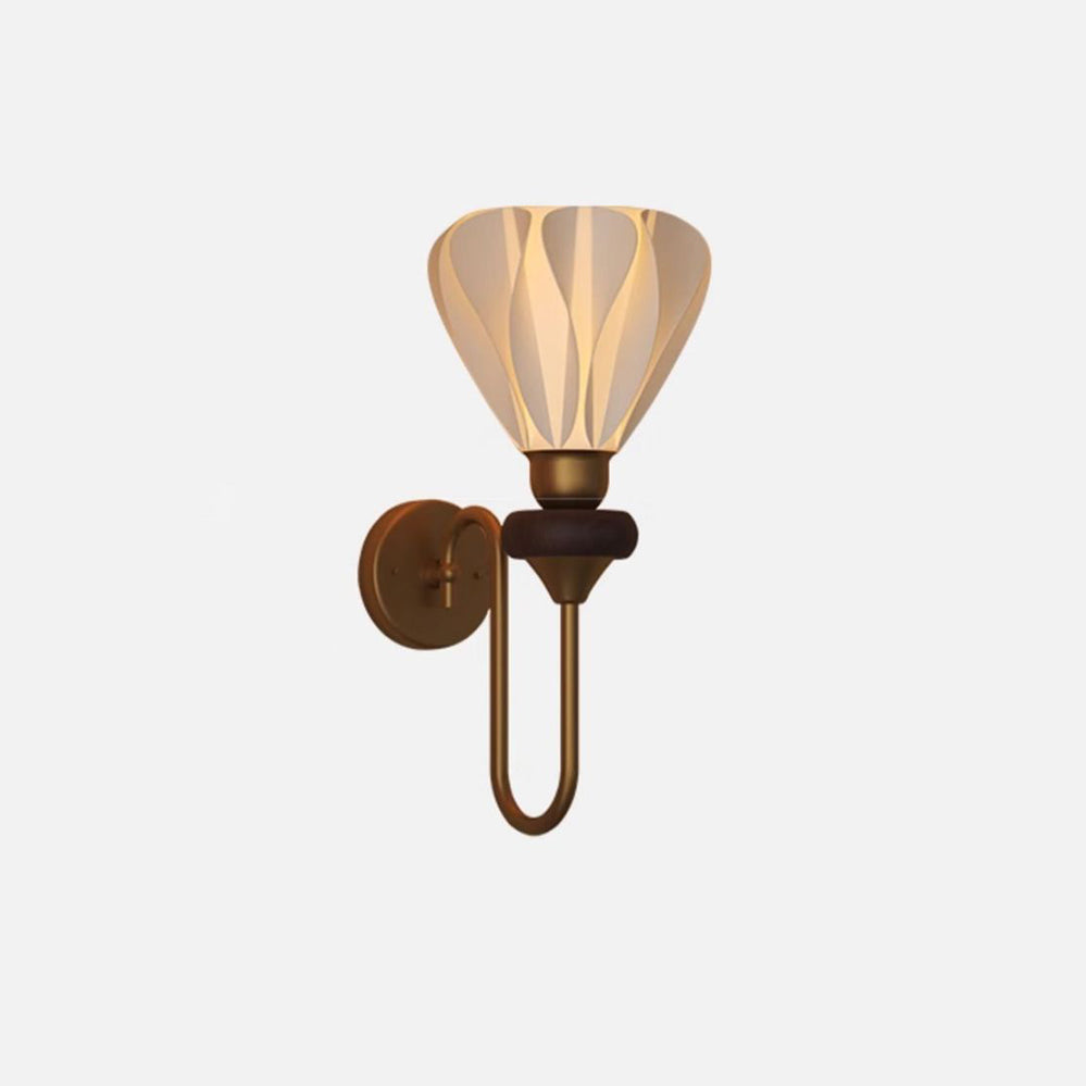 French Lampshade Iron Solid Wood 1 - Light Wall Sconce Lamp