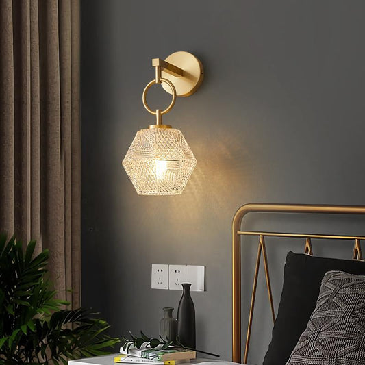 Polygonal Cube Copper Glass 1 - Light Wall Sconce Lamp