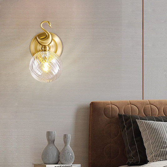 Nordic Swan Orb Copper Glass 1 - Light Wall Sconce Lamp