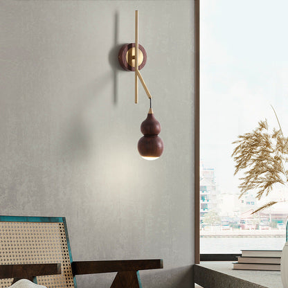 Chinese Copper Walnut Lampshade 1 - Light Wall Sconce Lamp