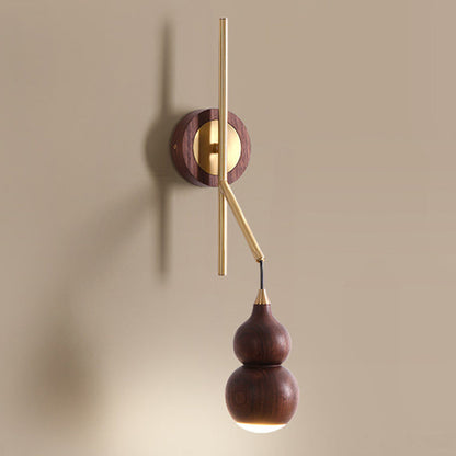 Chinese Copper Walnut Lampshade 1 - Light Wall Sconce Lamp