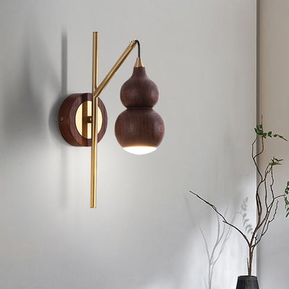 Chinese Copper Walnut Lampshade 1 - Light Wall Sconce Lamp