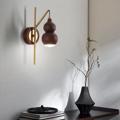 Chinese Copper Walnut Lampshade 1 - Light Wall Sconce Lamp
