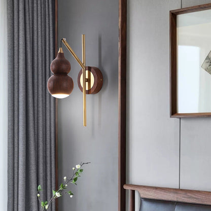 Chinese Copper Walnut Lampshade 1 - Light Wall Sconce Lamp