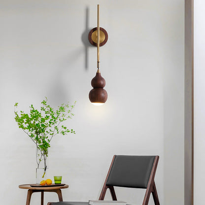 Chinese Copper Walnut Lampshade 1 - Light Wall Sconce Lamp