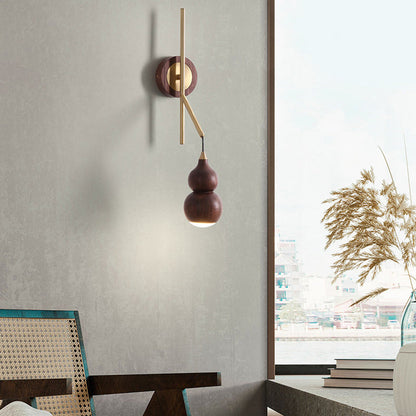 Chinese Copper Walnut Lampshade 1 - Light Wall Sconce Lamp