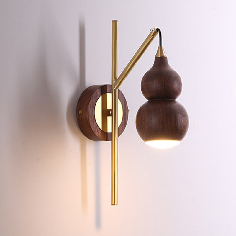 Chinese Copper Walnut Lampshade 1 - Light Wall Sconce Lamp