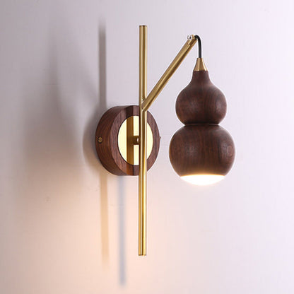 Chinese Copper Walnut Lampshade 1 - Light Wall Sconce Lamp