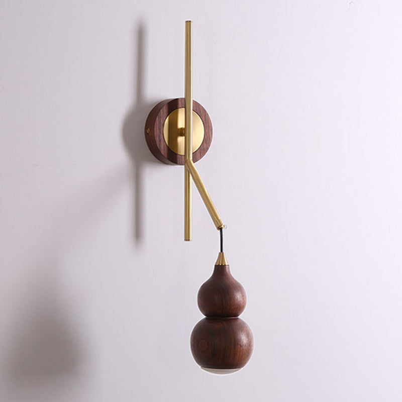 Chinese Copper Walnut Lampshade 1 - Light Wall Sconce Lamp