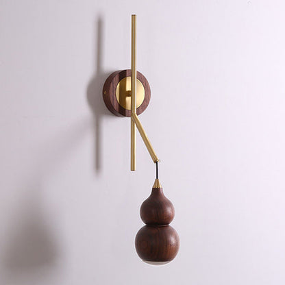 Chinese Copper Walnut Lampshade 1 - Light Wall Sconce Lamp