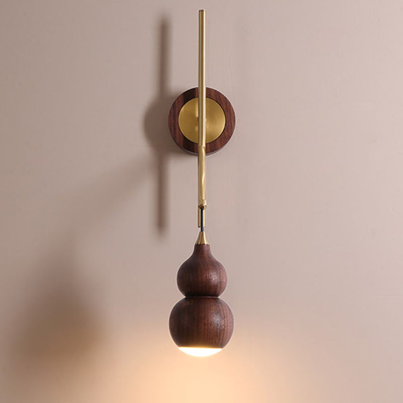 Chinese Copper Walnut Lampshade 1 - Light Wall Sconce Lamp