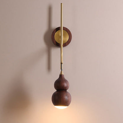 Chinese Copper Walnut Lampshade 1 - Light Wall Sconce Lamp