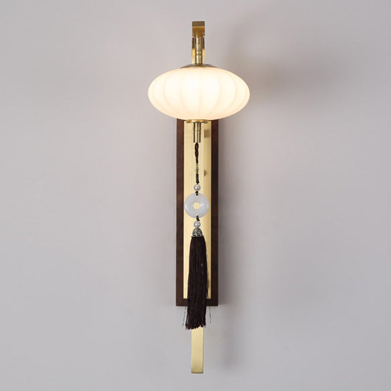 Chinese Copper Walnut Lampshade 1 - Light Wall Sconce Lamp