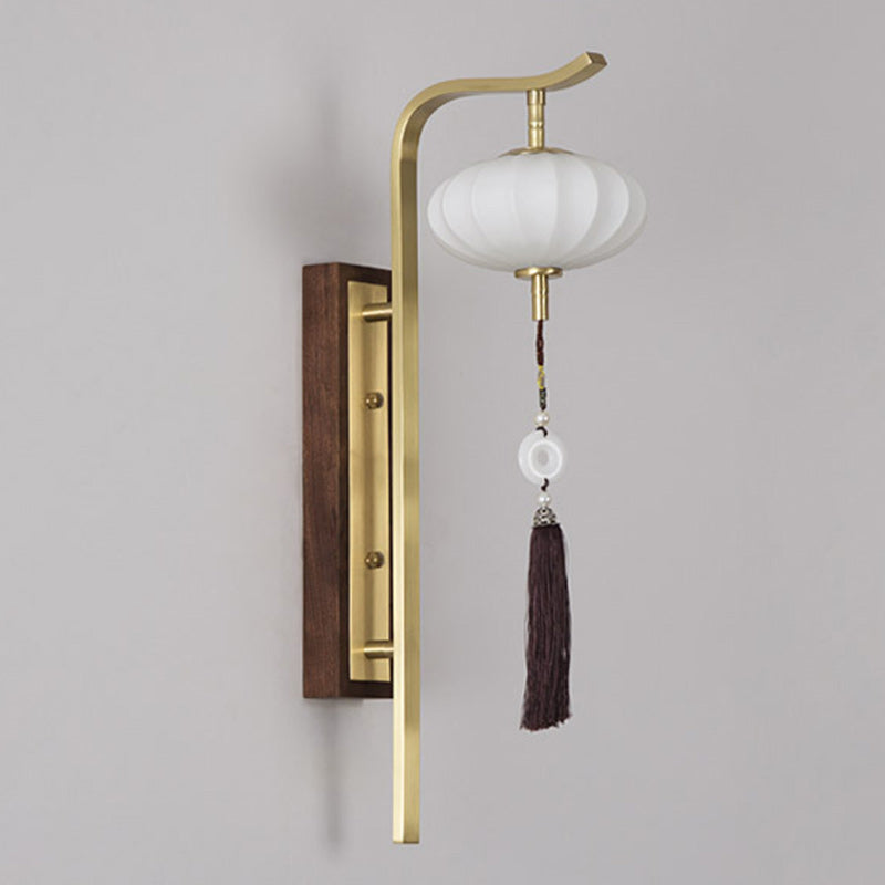 Chinese Copper Walnut Lampshade 1 - Light Wall Sconce Lamp