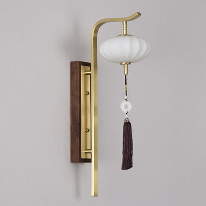 Chinese Copper Walnut Lampshade 1 - Light Wall Sconce Lamp