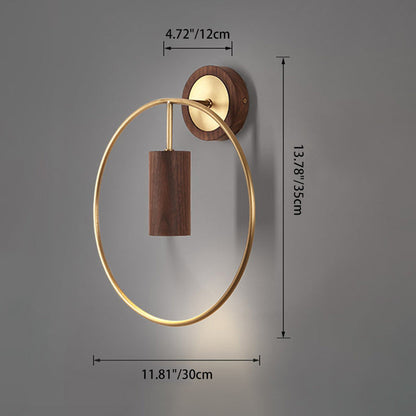 Chinese Copper Walnut Lampshade 1 - Light Wall Sconce Lamp