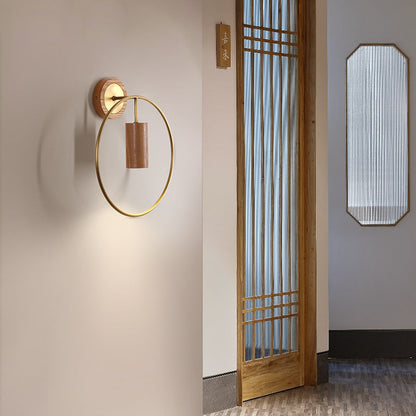 Chinese Copper Walnut Lampshade 1 - Light Wall Sconce Lamp