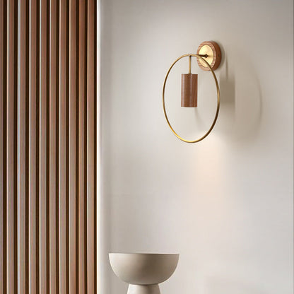 Chinese Copper Walnut Lampshade 1 - Light Wall Sconce Lamp