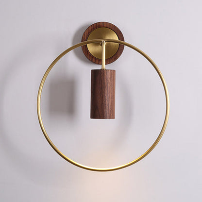 Chinese Copper Walnut Lampshade 1 - Light Wall Sconce Lamp