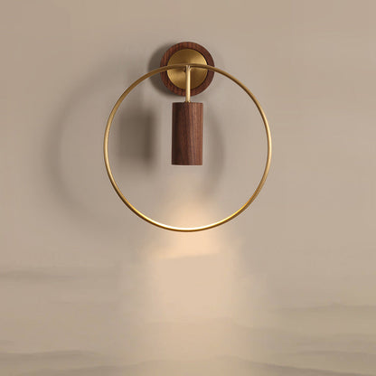 Chinese Copper Walnut Lampshade 1 - Light Wall Sconce Lamp