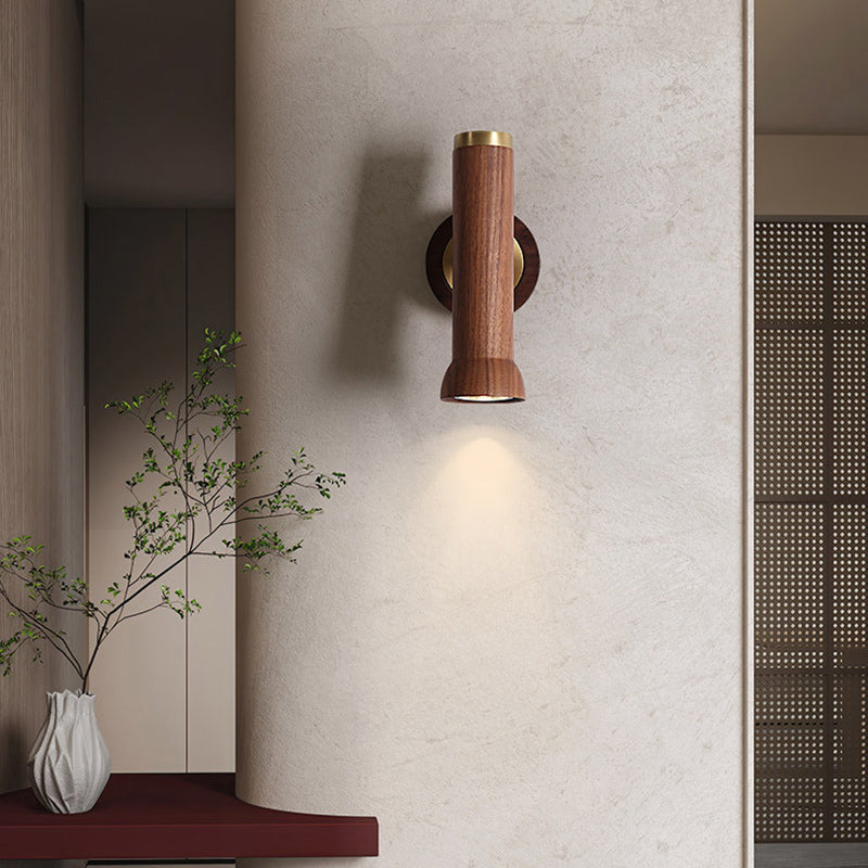 Japanese Copper Walnut Lampshade 1 - Light Wall Sconce Lamp