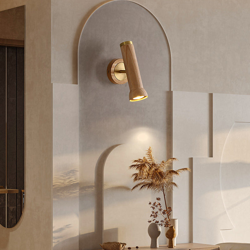 Japanese Copper Walnut Lampshade 1 - Light Wall Sconce Lamp