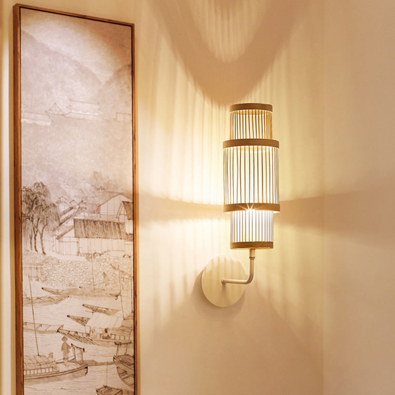 Japanese Bamboo Lampshade 1 - Light Wall Sconce Lamp