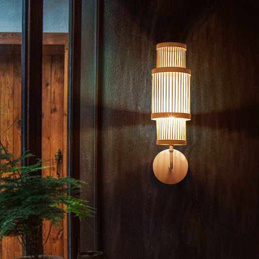 Japanese Bamboo Lampshade 1 - Light Wall Sconce Lamp