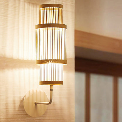 Japanese Bamboo Lampshade 1 - Light Wall Sconce Lamp