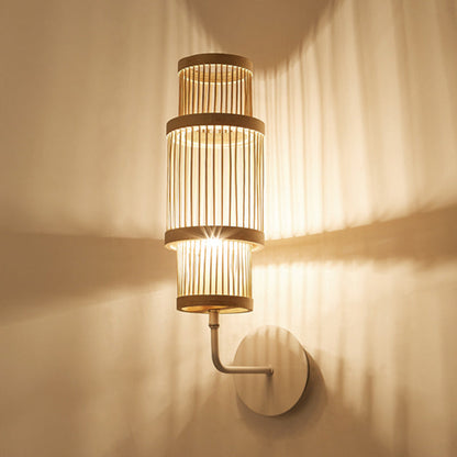 Japanese Bamboo Lampshade 1 - Light Wall Sconce Lamp