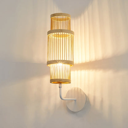Japanese Bamboo Lampshade 1 - Light Wall Sconce Lamp