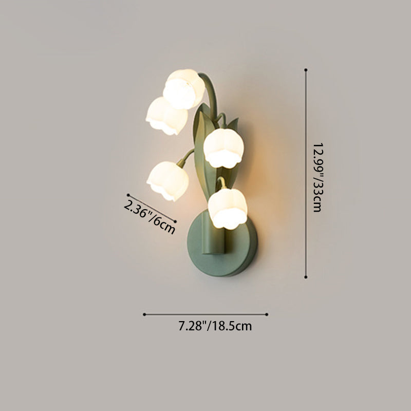 French Floral Bouquet Iron PC 5 - Light Wall Sconce Lamp