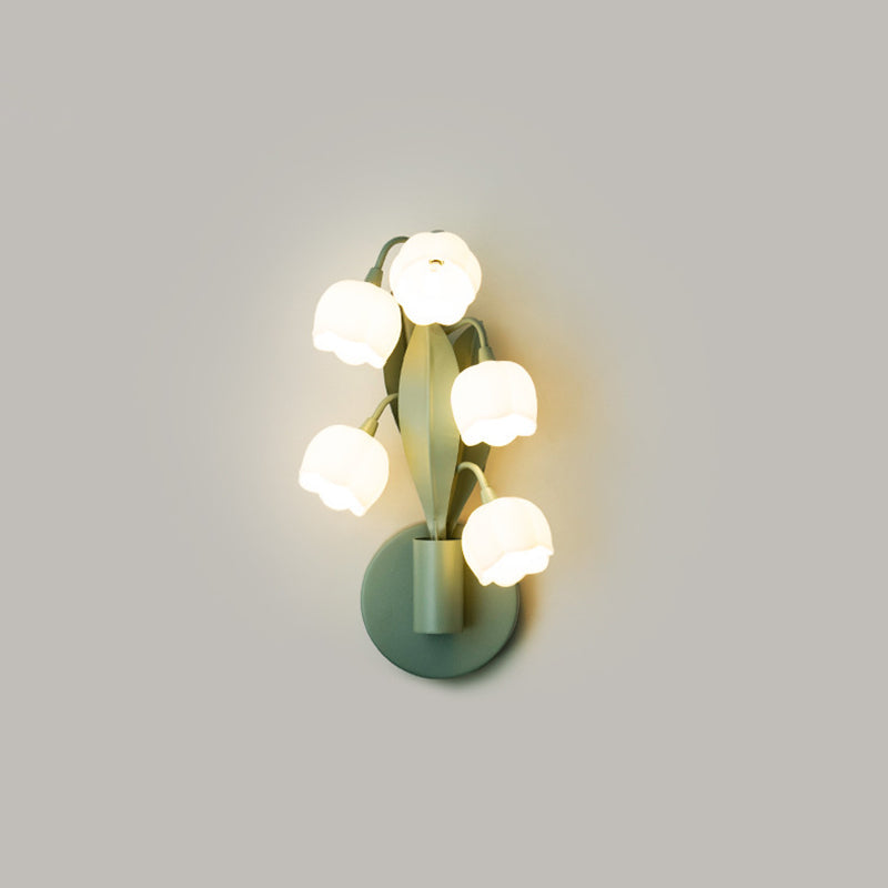 French Floral Bouquet Iron PC 5 - Light Wall Sconce Lamp