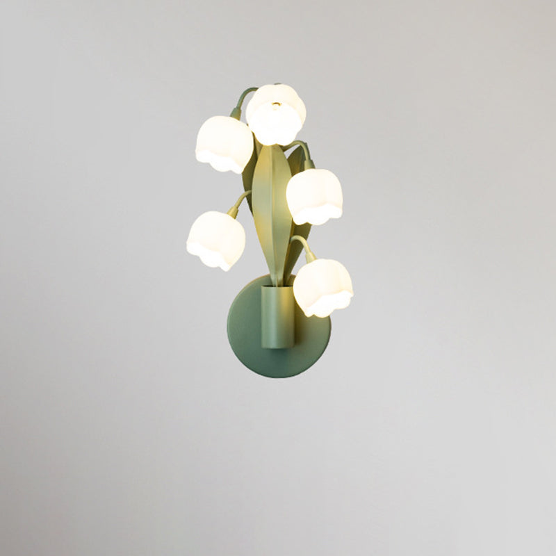 French Floral Bouquet Iron PC 5 - Light Wall Sconce Lamp