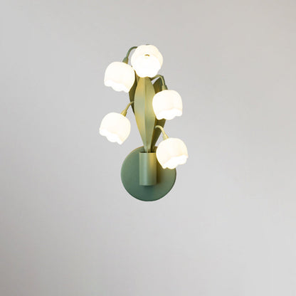 French Floral Bouquet Iron PC 5 - Light Wall Sconce Lamp