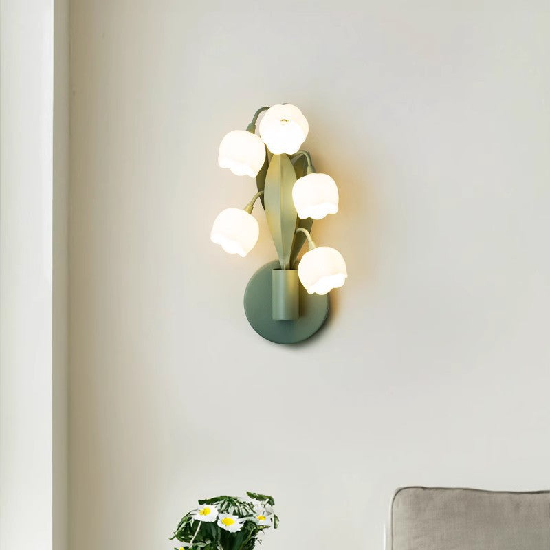 French Floral Bouquet Iron PC 5 - Light Wall Sconce Lamp