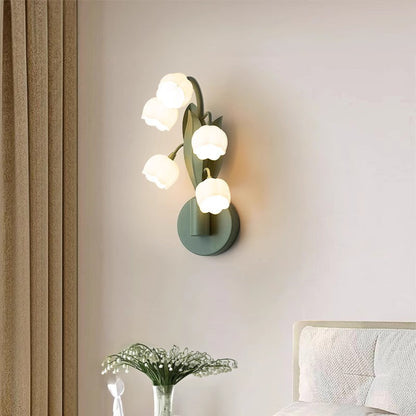 French Floral Bouquet Iron PC 5 - Light Wall Sconce Lamp