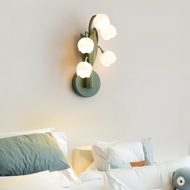 French Floral Bouquet Iron PC 5 - Light Wall Sconce Lamp