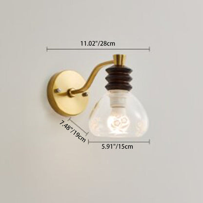 Semicircle Wood Iron Glass 1 - Light Wall Sconce Lamp