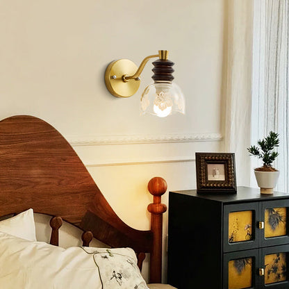 Semicircle Wood Iron Glass 1 - Light Wall Sconce Lamp