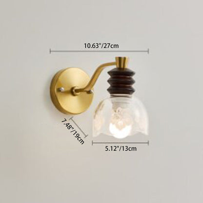 Semicircle Wood Iron Glass 1 - Light Wall Sconce Lamp