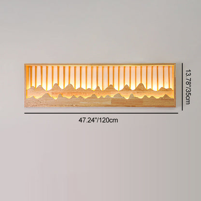Chinese Mountains Rubber Wood LED Wall Sconce Lamp