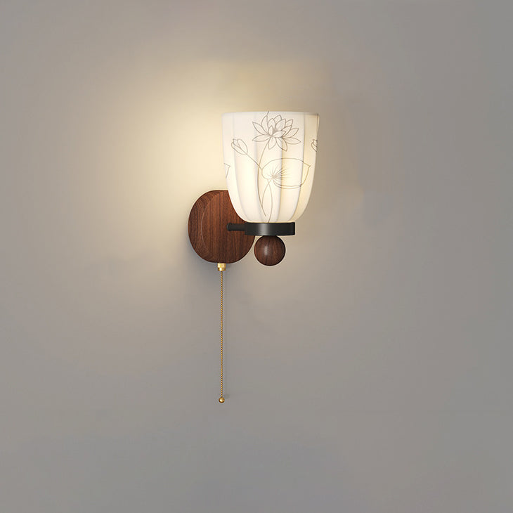 French Print Iron Fabric 1/2 - Light Wall Sconce Lamp