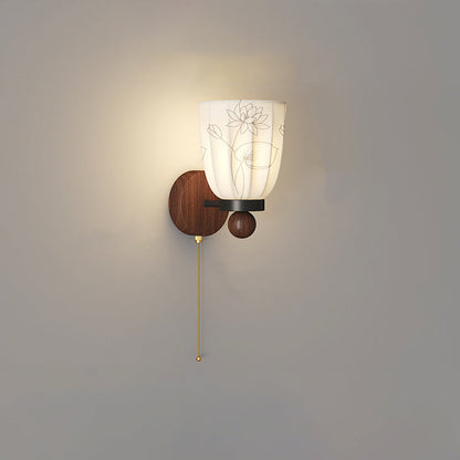 French Print Iron Fabric 1/2 - Light Wall Sconce Lamp