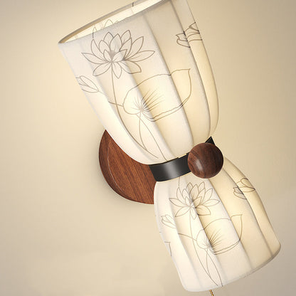 French Print Iron Fabric 1/2 - Light Wall Sconce Lamp