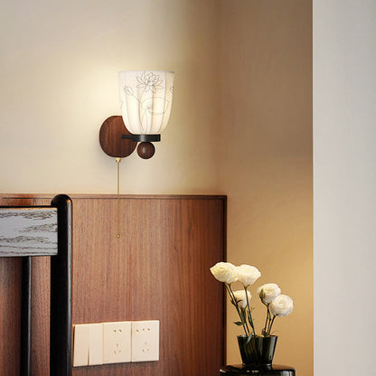 French Print Iron Fabric 1/2 - Light Wall Sconce Lamp